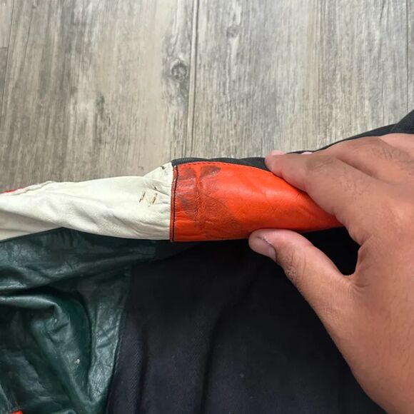 Vintage Jeff Hamilton NCAA Miami Hurricanes Orange Bowl Leather Jacket Size M - Picture 5 of 16